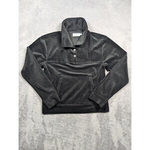 Juicy Couture Sweater Women Size Small Black Velvet Soft Touch Y2K Casual Active